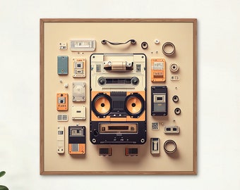 Lost Technology Exploded View Wall Art No. 15 Music Player- Contemporary Vintage Charm - Digital Download