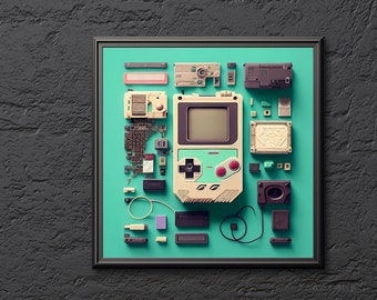 Lost Technology Exploded View Wall Art No. 9 The Gamer - Contemporary Vintage Charm - Digital Download