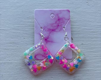 Rainbow Heart Candy Valentine's Day Earrings