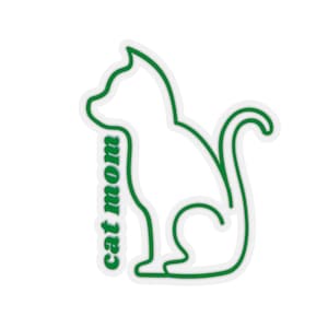 Cat mom green laptop sticker, small sticker, cat, vinyl sticker, cat sticker, kitten sticker, laptop sticker, colorful sticker, boho