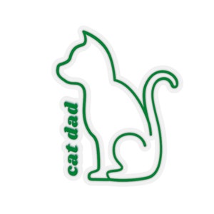 Cat dad green laptop sticker, small sticker, cat, vinyl sticker, cat sticker, kitten sticker, laptop sticker, colorful sticker, boho