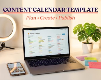 Notion Content Calendar Template | Social Media Planner (PDF Guide Included)