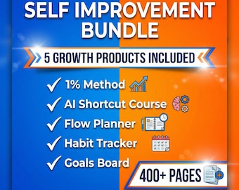 Self Improvement Bundle | 1 Percent Method AI Course Flow Planner + Habit Tracker