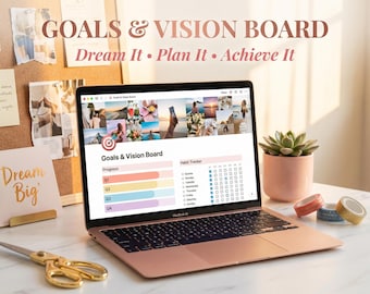 Notion Goals Template | Vision Board, Goal Tracker, Annual Planner (PDF)