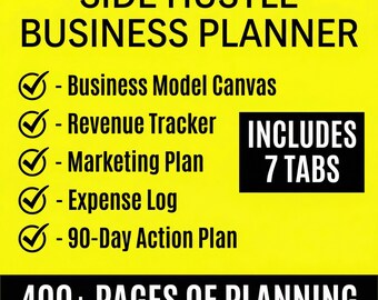 Side Hustle Business Planner Printable PDF | Business Model Canvas | Revenue Tracker