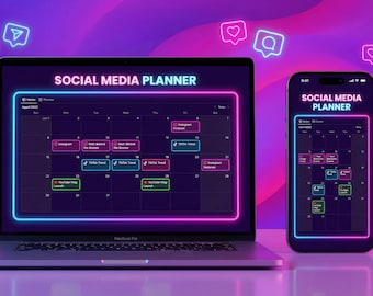 Social Media Planner Notion Template | Instagram Planner | Content Calendar | Hashtag Library
