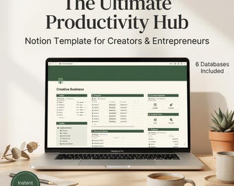 Notion Productivity Template | All-in-One Dashboard for Creators | Tasks, Projects, Content Calendar & CRM | Instant Download
