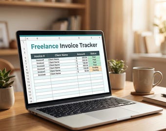 Freelance Invoice Tracker Spreadsheet | Income Tracker | Tax Calculator | Client Payment Log