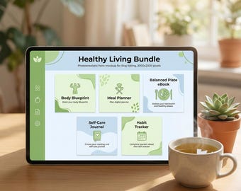 Healthy Living Bundle | Fitness Tracker Meal Planner Nutrition eBook + Self Care