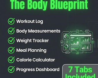 Fitness Tracker Spreadsheet | The Body Blueprint | Weight Loss Tracker | Workout Log