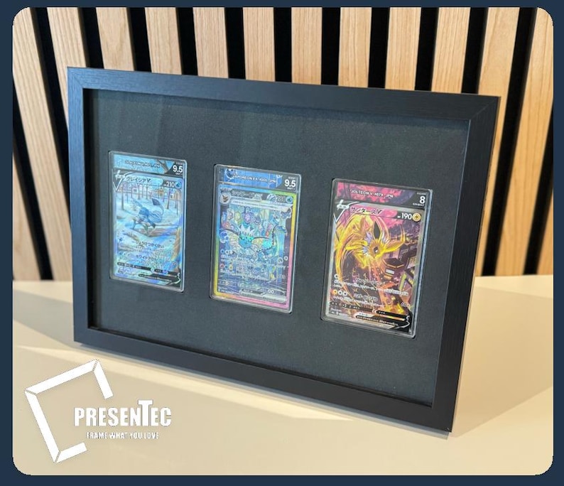 Frame PSA, CGC, BGS Pokemon Sport Cards Wooden Case Display Trading Cards for 3 Grading Cards CGS - Cosmic Grading