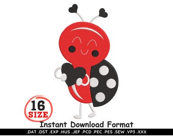 Ladybug Embroidery Design Cute Cartoon Digital Machine File