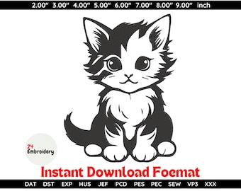 Kitten Embroidery Design, Baby Clothes Pattern (PES File) (Digital Download)