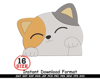 Diseño de bordado de gatito bebé - Varios tamaños (Patrón de bordado a máquina)