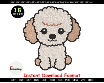 Poodle Dog Embroidery Design Pet Silhouette Machine Embroidery File Instant Download