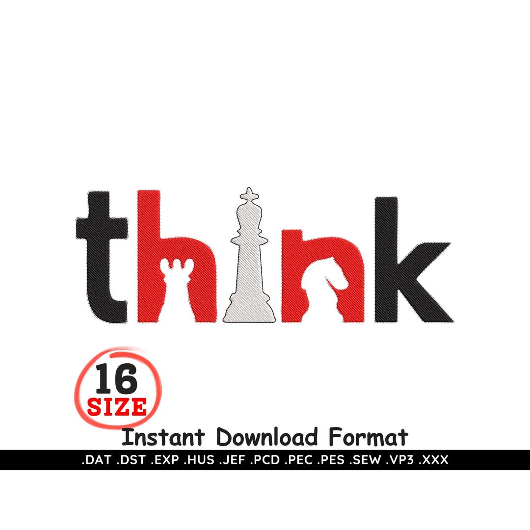 Think Chess Design Think Chess Piece Machine Stitch Pattern Strategic Text Digital Motif ...