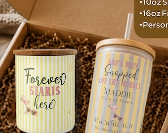 Bridesmaid Proposal Gift Box, Maid of Honor Gift, Personalized Bridal Party Tumbler & Candle Set, Bride Gift Box, Wedding Proposal Gift