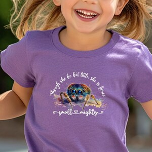 YOUTH SIZE Small and Mighty Jumping Spider Shirt Though she be but little she is fierce Jumping Spider, Spider Shirt, Cute Jumping Spider