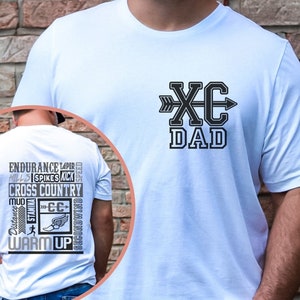 Tee-shirt papa cross-country, impression recto et verso, t-shirt esprit papa cross-country, chemise papa cross-country, t-shirt papa cross-country lycée