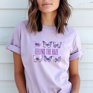 Haze Tshirt, Lavender Spring Haze shirt, Lavender Butterflies Tshirt, Lavender Daze, Calm Lavender Shirt, Melancholia Tee, Mother&#39;s Day