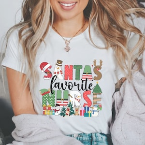 Christmas Nurse T-shirt, Santa's Favorite Nurse, Christmas Hospital Nurse, Xmas Nursing Staff Tee, NICu, ER Holiday Shirt,PICu Christmas Tee