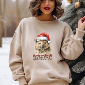 Christmas Sweatshirt, Ugly Christmas Sweatshirt, Australian Quokka Sweatshirt, Merry Quokkamas Sweatshirt, Cute Quokka Xmas Sweatshirt