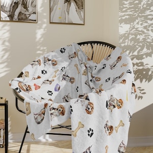Beagle Blanket, Beagle Velveteen Minky Blanket, One Side Printed, Beagle Lover, Beagle Mom Gift, Beagle Owner Gift, Love My Beagle Gifts image 1