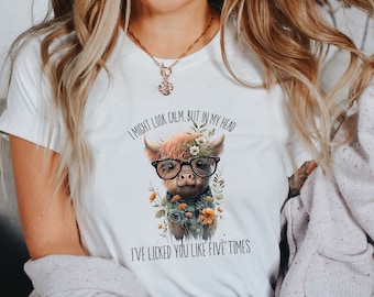 Baby Highland Cow Tee, Calm Baby Highland Coo Tee, Funny Highland Coo TShirt, Funny Cow Lover Shirt, Scottish Coo Farm Fresh Shirt