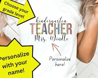 PERSONALIZE! Grade Level Teacher Tee, Teacher Cheetah print Tee, Teacher squad, Friday shirt, Teacher Gift, Grade level shirt,School Spirit