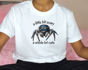 YOUTH SIZE Jumping Spider Shirt, Youth A Little Bit Scary, Cute Spider Tee, Cute Spider, Spider Lover Gift, Arachnid Tee,Arachnid Lover Gift
