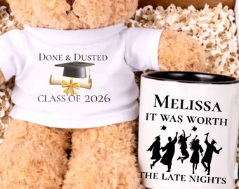 Graduation Gift Set Personalized Bear Mug Class of 2026 Name It Was Worth the Late Nights Grad Keepsake Present