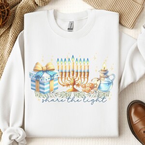 Hanukkah Sweatshirt, Hanukkah Sweatshirt, Jewish Holiday Sweatshirt, Chanukah Gift, Festival of Lights Sweatshirt, Menorah Gelt Sweatshirt