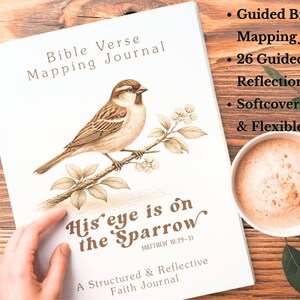 Bible Verse Mapping Journal, Guided Bible Study Map, Verse Mapping Template, Prayer Journal, Christian Woman Gift, Softcover Faith Journal
