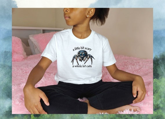 YOUTH SIZE Jumping Spider Shirt, Youth A Little Bit Scary, Cute Spider Tee, Cute Spider, Spider Lover Gift, Arachnid Tee,Arachnid Lover Gift