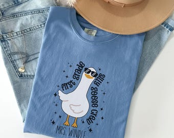 First Grade Silly Teacher Goose Shirt, Comfort Colors, Teacher Shirt, Back to School Tee, Funny Gift, 1st grade Tee, First Grade Team Tees