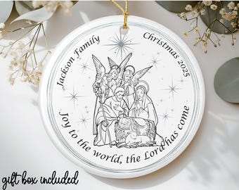 Personalized Nativity Christmas Ornament, Holy Family Gift, Keepsake Decoration, Holiday Decor, Religious Gift, Custom Family Name Ornament