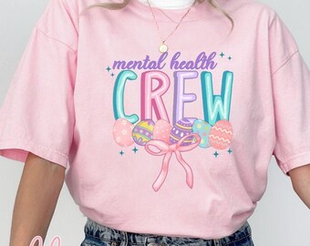 Camiseta de Pascua para enfermera de salud mental, camiseta de salud mental, regalo para enfermera psiquiátrica, camiseta de enfermera de Pascua, camiseta de enfermera con colores cómodos
