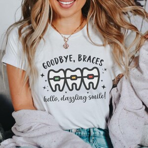 No More Braces Celebration Tee, Braces Off T-Shirt, Dazzling Smile Tee, Dental Hygiene Orthodontist Shirt, Dental Assist Gift,Dentist Squad