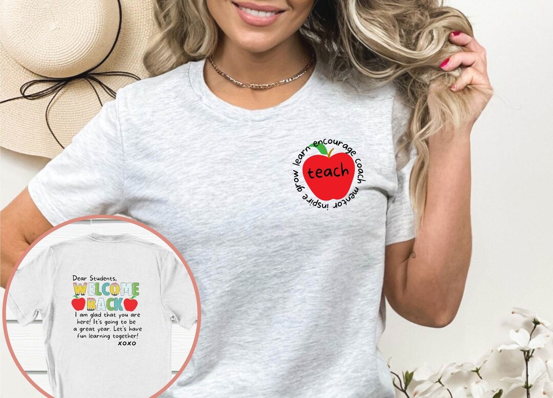 Teach FRONT and BACK Print Tee, Teach Inspire Coach Learn Grow Tee ...