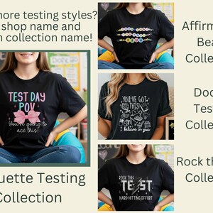 Camisetas de prueba Doodle para profesores, camiseta motivacional para la semana de exámenes, camiseta de ánimo para el día de exámenes, camiseta positiva para el aula, elige tu diseño imagen 12