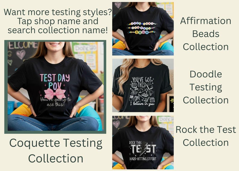 Camisetas de prueba Doodle para profesores, camiseta motivacional para la semana de exámenes, camiseta de ánimo para el día de exámenes, camiseta positiva para el aula, elige tu diseño imagen 12