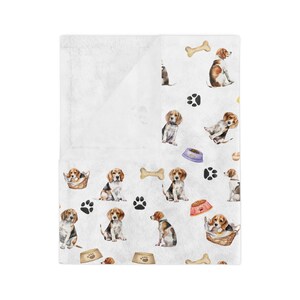 Beagle Blanket, Beagle Velveteen Minky Blanket, One Side Printed, Beagle Lover, Beagle Mom Gift, Beagle Owner Gift, Love My Beagle Gifts image 2
