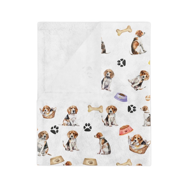 Beagle Blanket, Beagle Velveteen Minky Blanket, One Side Printed, Beagle Lover, Beagle Mom Gift, Beagle Owner Gift, Love My Beagle Gifts image 2