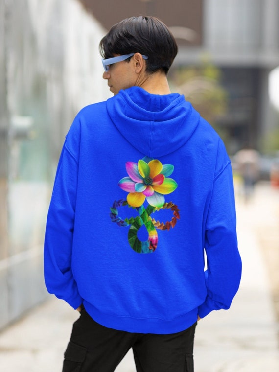 Rainbow Flower Zip up Hooded Sweatshirt Full Zip Hoodie Zip up