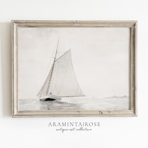 Muted Coastal Sailboat Watercolour | Soft Neutral Colors | Digital Printable Art File | 143