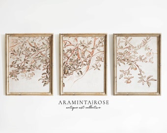 Gallery Wall Set | Three Downloadable Images | Floral Tree Watercolor Prints | Art Bundle | 25