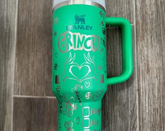 40oz Meadow Green Engraved Stanley - Grinch