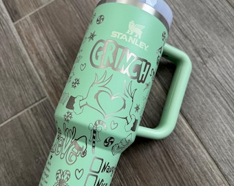 40oz Pistachio Engraved Stanley - Grinch