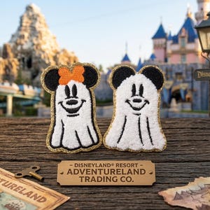 Mickey Mouse Ghost Chenille Halloween Patch - Minnie Mouse Ghost Glitter Iron On Halloween patch