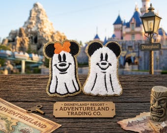Mickey Mouse Ghost Chenille Halloween Patch - Minnie Mouse Ghost Glitter Iron On Halloween patch